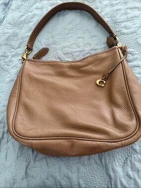 Coach Pebbled Leather Shoulder Bag in Cognac